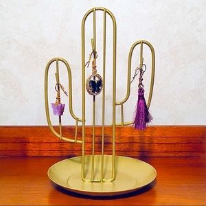 Gold Metal Cactus Jewelry & Trinket Holder